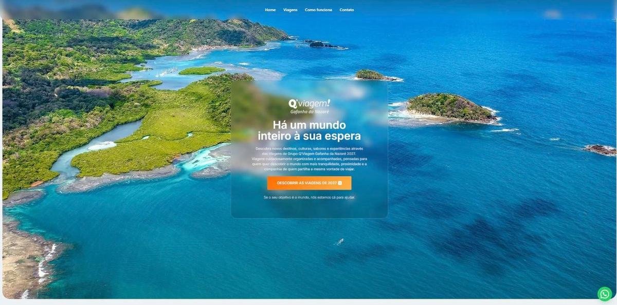 Primeira página da landing page das viagens de 2027 da Q'Viagem