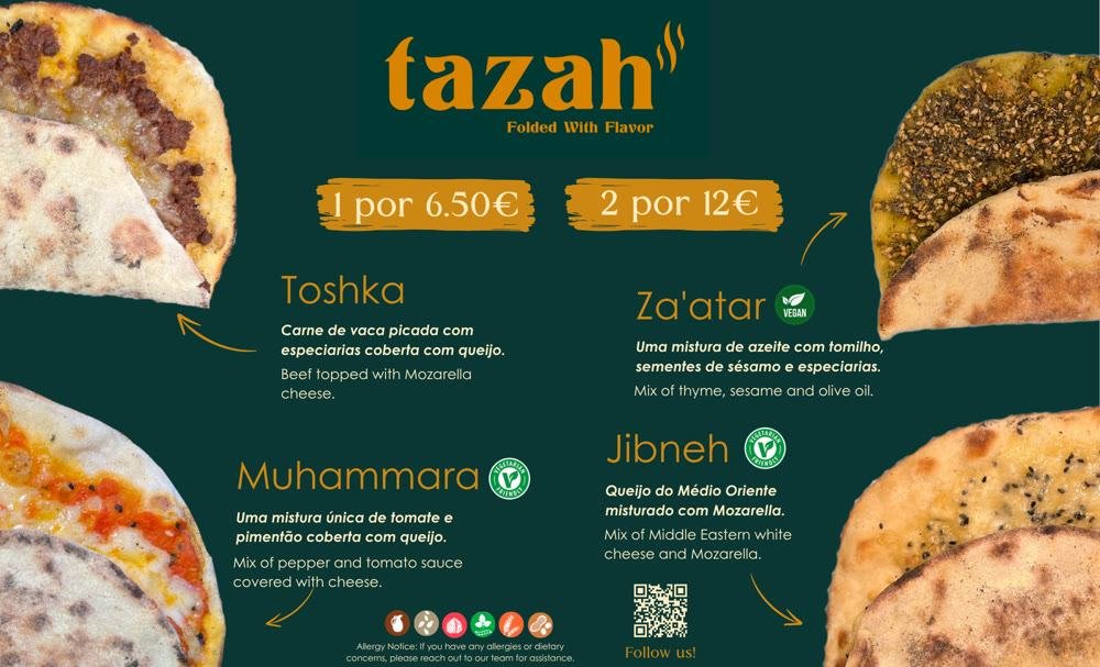 Menu de balcão da TAZAH com os manakish